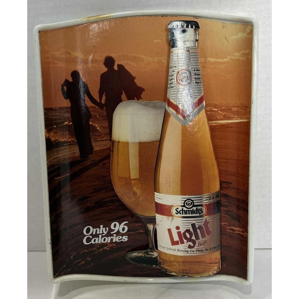Schmidt Light Beer Plastic Beach Sunset Ad Sign Rare‎ Vintage 1970s Made In USA
